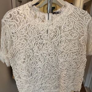 Zara Trafaluc Lace Crop Top with exposed back zipper